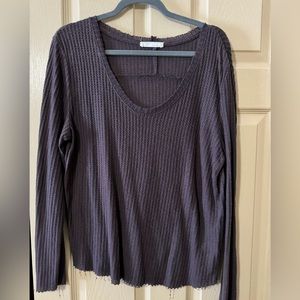 Waffle pullover top
